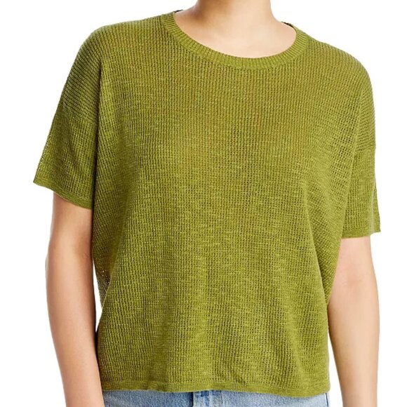 Eileen Fisher Organic Linen and Cotton Short-Sleeve Crewneck Pullover - Picture 2 of 8